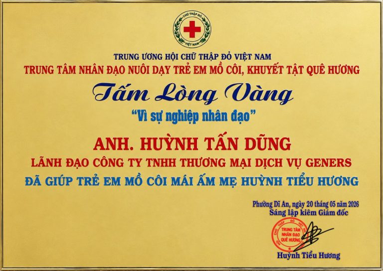 Bảng vàng “Tấm lòng vàng – Vì sự nghiệp nhân đạo”